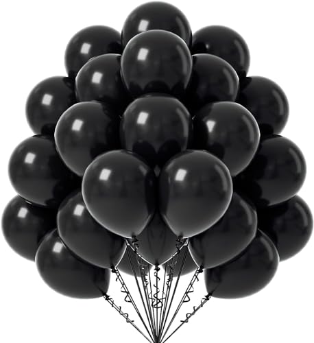 25 Black Metallic Chrome Balloons for Party Decor