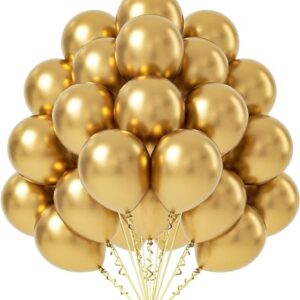 25 Gold Metallic Chrome Balloons for Party Décor