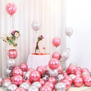25 Pink & Silver Party Balloons by Flyloons