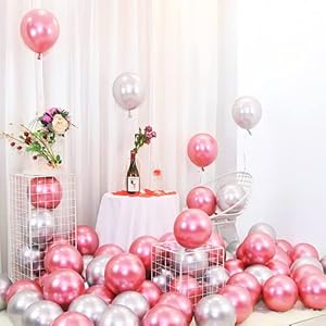 Flyloons-25-pcs-Pink-and-Silver-Chrome-Balloons-for-Birthday-decoration-celebration-Anniversary-baby-shower-Girls-Boys-Men-Women