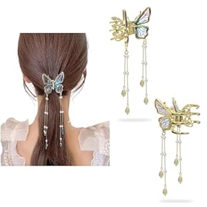 Butterfly-Claw-clips-for-Women-3D-Butterfly-clutcher-Hair-Style-Accessories-55-inch-Tassle-Butterfly-Hair-accessories-for-Women-Stylish-Wedding-1-Piece