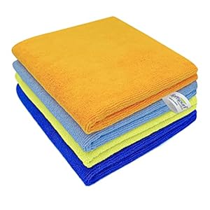 SOFTSPUN-Microfiber-Cleaning-Cloths-4pcs-40x40cms-340-GSM-Multi-Colour-Highly-Absorbent-Lint-and-Streak-Free-Multi-Purpose-Wash-Cloth-for-Kitchen-Window-Stainless-Steel-Silverware