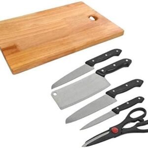 5-Piece Knife Set with Board and Scissor - ASTIKAYA Steel