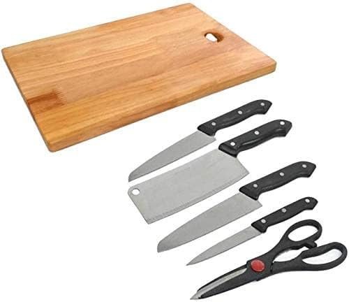 5-Piece Knife Set with Board and Scissor - ASTIKAYA Steel