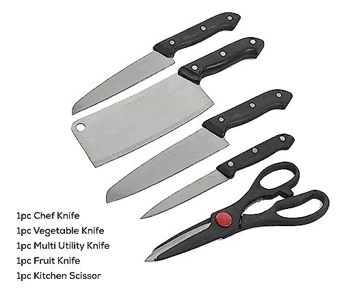 5-Piece Knife Set with Board and Scissor - ASTIKAYA Steel