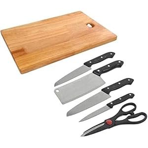 ASTIKAYA-Stainless-Steel-Kitchen-5-Pcs-Knife-Set-with-Wooden-Chopping-Board-Scissor-Vegetable-Meat-Cutting-Set-of-5-1-Chopper-Board