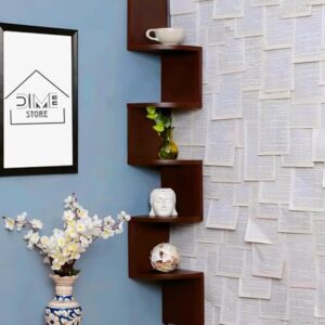 5-Tier Wooden Corner Wall Shelves for Home Décor