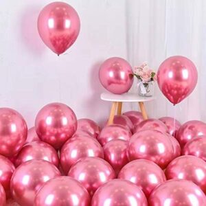 50 Dark Hot Pink Metallic Chrome Balloons for Party by Flyloons