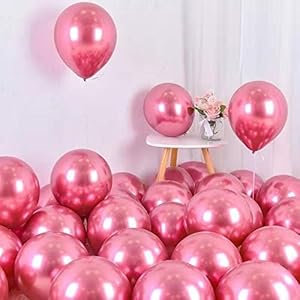 Flyloons-25-pcs-Dark-Hot-Pink-Metallic-Chrome-Balloons-for-Birthday-Decoration-items-celebration-Anniversary-Girls-Boys-Men-Women