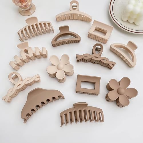6-Pack Matte Coffee Hair Claw Clips for Women by Bakefy