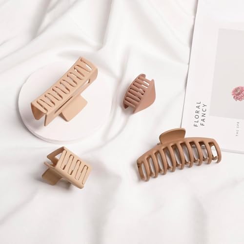 6-Pack Matte Coffee Hair Claw Clips for Women by Bakefy