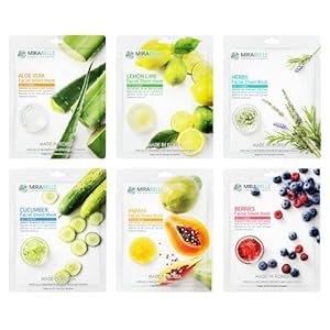 MIRABELLE-COSMETICS-KOREA-Fairness-Facial-Mask-Aloe-Vera-Berries-Cucumber-Herbs-Lemon-Papaya-Combo-Pack-of-6