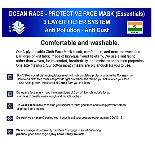 6 Pack of Ocean Race Cotton Reusable Face Masks - Unisex