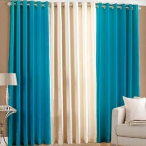 Aqua and Cream Galaxy Door Curtains - Set of 3, 7ft