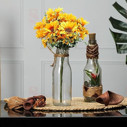 Artificial Sunflowers Stick Bunch with Realistic Look - 6 Heads Bouquet for Home Decor