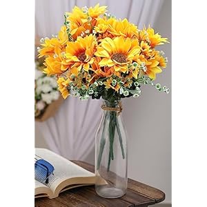 SATYAM-KRAFT-1-Pcs-Artificial-Sunflowers-Stick-Bunch-Realistic-Look-Charming-Flowers-Bouquet-for-Home-Decor-Bedroom-Balcony-Wedding-Welcoming-Decoration-Item-Without-Vase-Pot-Color-1