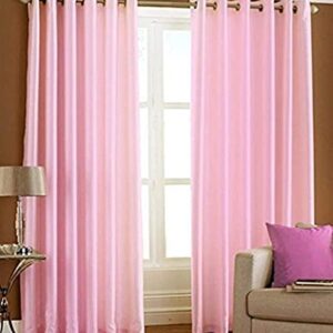 Baby Pink Galaxy Solid Curtains - 5 Ft Window Panels, Set of 2