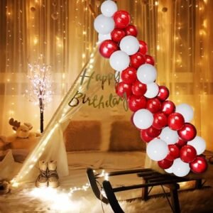 Birthday Decoration Kit - 25 Pieces, Red and White Theme