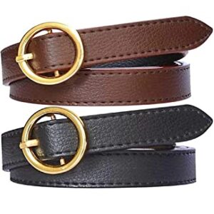 Black and Brown Women's Casual Belt - VTFlair Artificial Leather