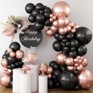 Black and Rose Gold Balloons for Celebrations - 25pcs