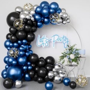 Black Blue Silver Chrome Balloons 25pcs for Stylish Decor