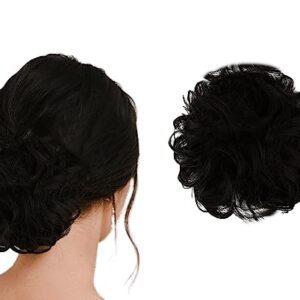 Black Messy Bun Hair Donut with Elastic Band - 1 Pack