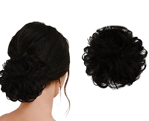 Black Messy Bun Hair Donut with Elastic Band - 1 Pack