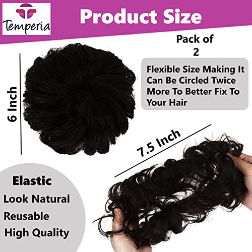 Black Messy Bun Hair Donut with Elastic Band - 1 Pack