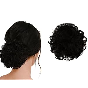 TEMPERIA-Hair-Accessories-For-Women-Stylish-Juda-Hair-Buns-for-Women-Messy-Bun-Hair-Extension-Artificial-Fake-Hair-Donuts-Bun-Maker-Scrunchies-With-Elastic-Rubber-band-Black-Pack-of-1
