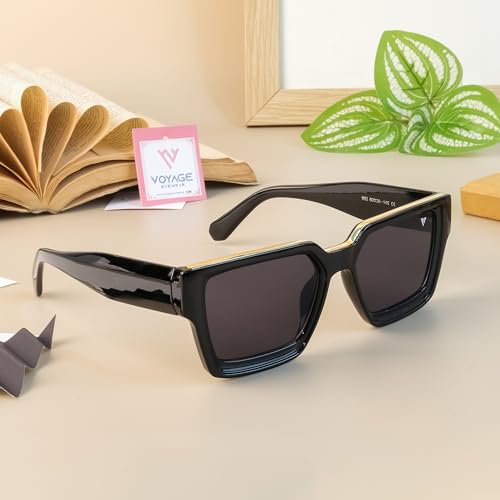 Black Square UV Sunglasses for Men and Women - Voyage Collection