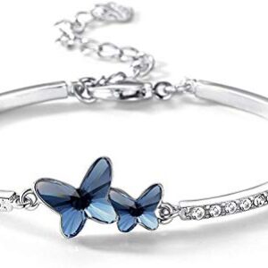Blue Crystal Charm Bracelet with Silver Plating by Shining Diva
