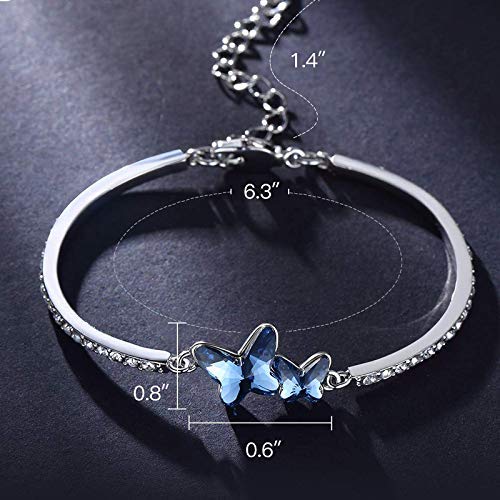 Blue Crystal Charm Bracelet with Silver Plating by Shining Diva