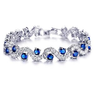 Blue Crystal Silver Bracelet for Women by Shining Diva