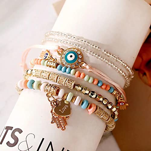 Bohemian Evil Eye Charm Beaded Bracelets by Shining Diva