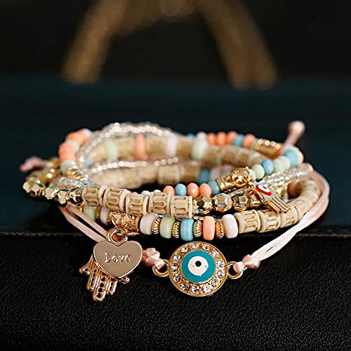 Bohemian Evil Eye Charm Beaded Bracelets by Shining Diva