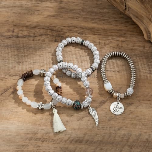 Bohemian Feather Tassel Beaded Bracelet by Shining Diva