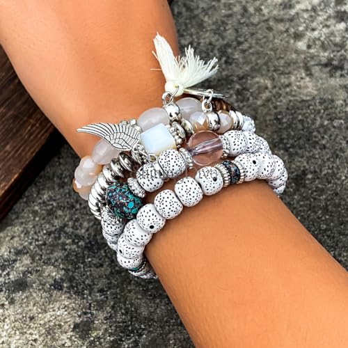 Bohemian Feather Tassel Beaded Bracelet by Shining Diva