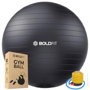 Boldfit Anti-Burst Gym Ball 65cm with Pump in Black