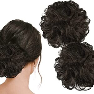 Brown Hair Accessories Set: Juda Hair Buns, Bun Extension, & Scrunchies (2-Pack) for Women