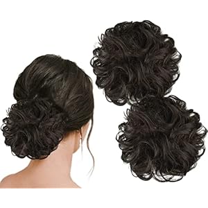 TEMPERIA-Pack-of-2-Hair-Accessories-For-Women-Stylish-Juda-Hair-Buns-for-Women-Messy-Bun-Hair-Extension-Artificial-Fake-Donuts-Bun-Maker-Scrunchies-With-Elastic-Rubber-band-Natural-Brown