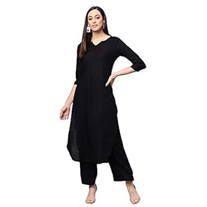 idaLia-Rayon-Solid-Straight-Brown-Kurta-Set-for-Women-with-Palazzo-34-Sleeve-Round-V-Neck-Designer-Kurta-with-Palazzo-Pant-Set