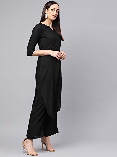 Brown Rayon Kurta Set for Women with Palazzo