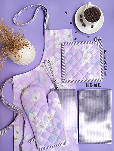 Cherry Blossom Apron Set in Lilac for PIXEL HOME