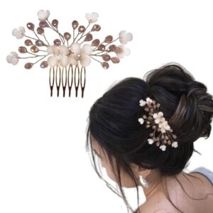 Chic Hair Accessories for Women and Girls: Artificial Flowers & Crystal Pearls Bun Juda Brooch
