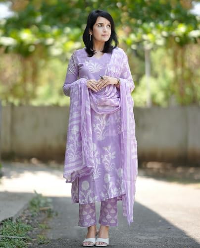 Designer Cotton Kurta Pant Set with Dupatta by Anni