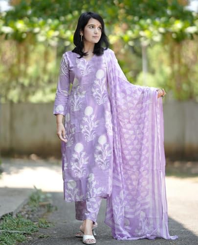 Designer Cotton Kurta Pant Set with Dupatta by Anni