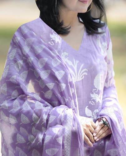 Designer Cotton Kurta Pant Set with Dupatta by Anni