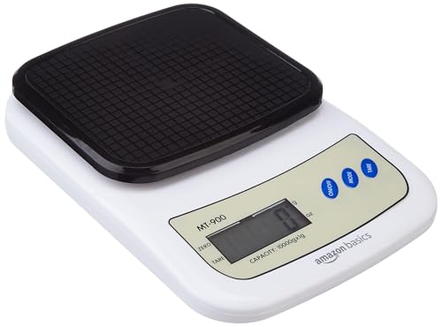 Digital Kitchen Scale by Amazon Basics, 1g–10kg Capacity, Black