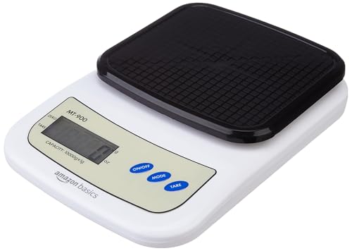 Digital Kitchen Scale by Amazon Basics, 1g–10kg Capacity, Black