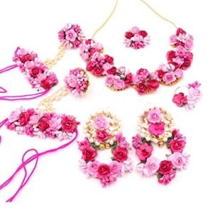 Elegant 7-piece Pearl Pink Red Jewelry Set for Women